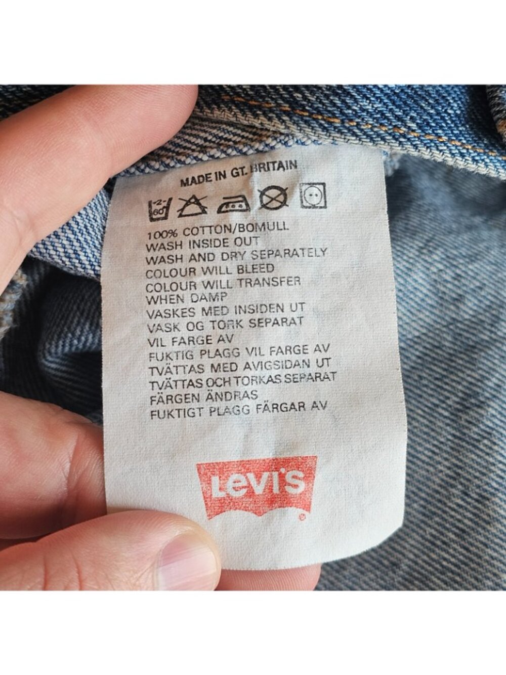 Vtg Levis Jean Jacket M Britain Hard Rock London Denim 70503-02 Trucker 80s 90s - Picture 7 of 14